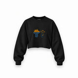 Dolce Calma Oversize Crop Sweatshirt — Siyah — Ön baskı