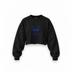 Call Of The Sea Oversize Crop Sweatshirt — Siyah — Ön baskı