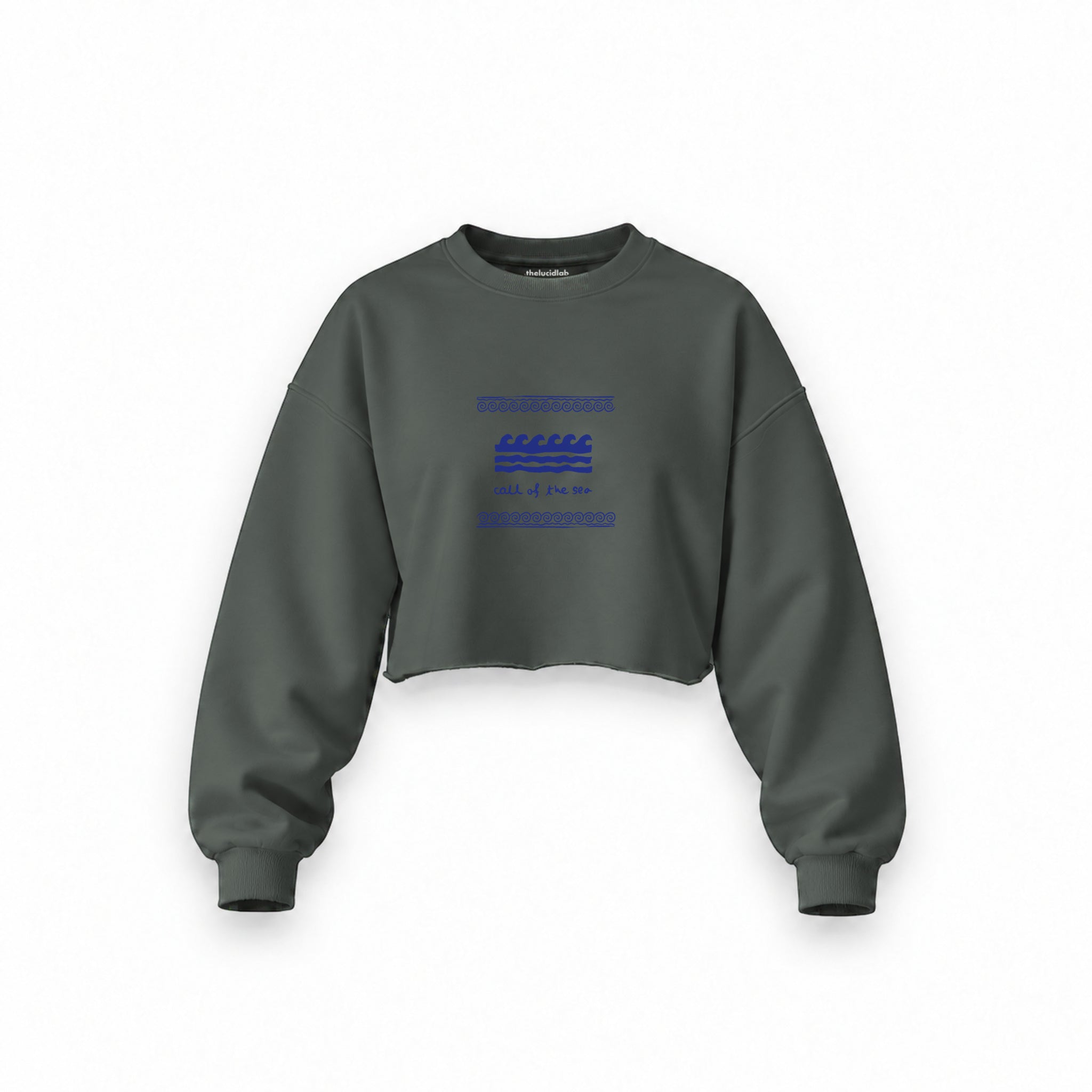 Call Of The Sea Oversize Crop Sweatshirt — Antrasit — Ön baskı