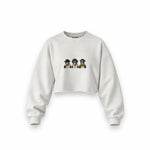 Diplomatic Monkeys Oversize Crop Sweatshirt — Beyaz — Ön baskı