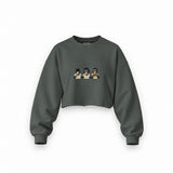 Diplomatic Monkeys Oversize Crop Sweatshirt — Antrasit — Ön baskı