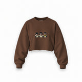 Diplomatic Monkeys Oversize Crop Sweatshirt — Kahverengi — Ön baskı