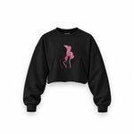 Hot Steps Oversize Crop Sweatshirt — Siyah — Ön baskı