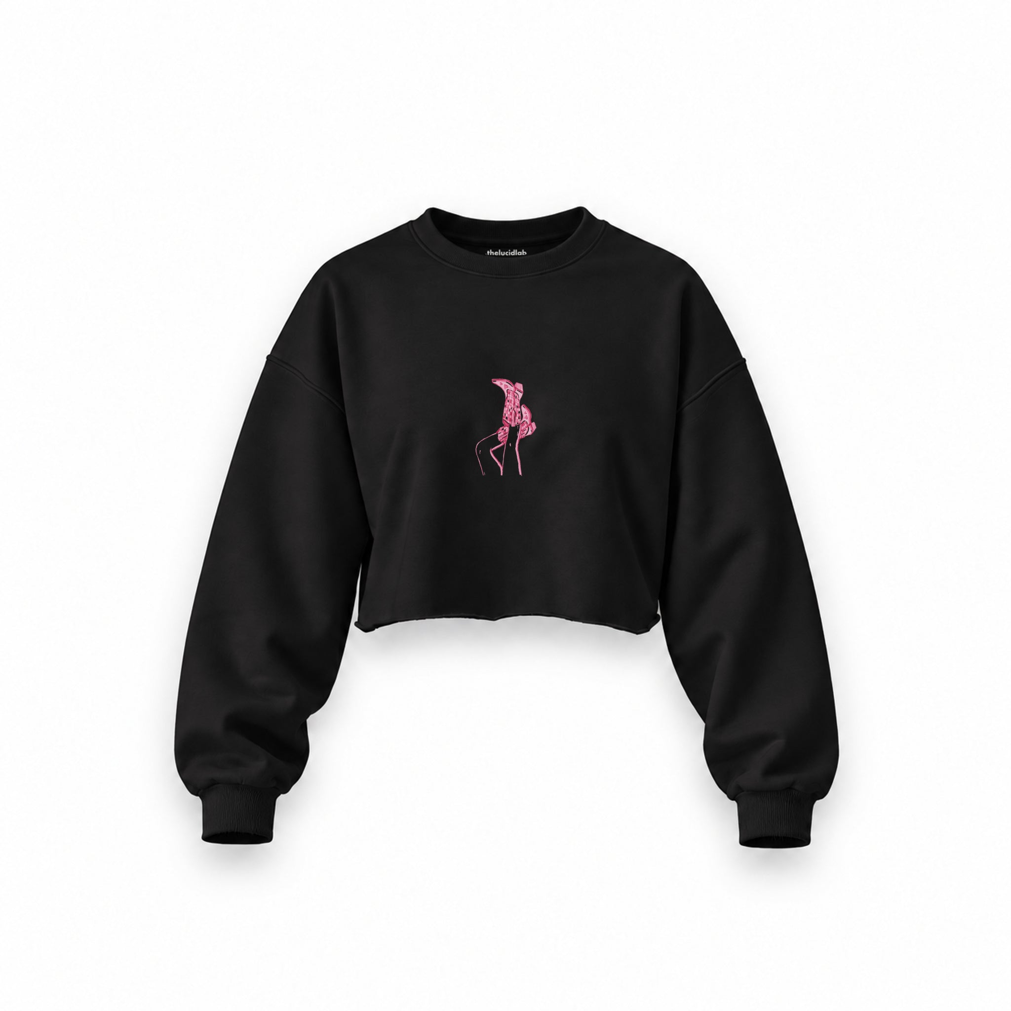 Hot Steps Oversize Crop Sweatshirt — Siyah — Ön baskı