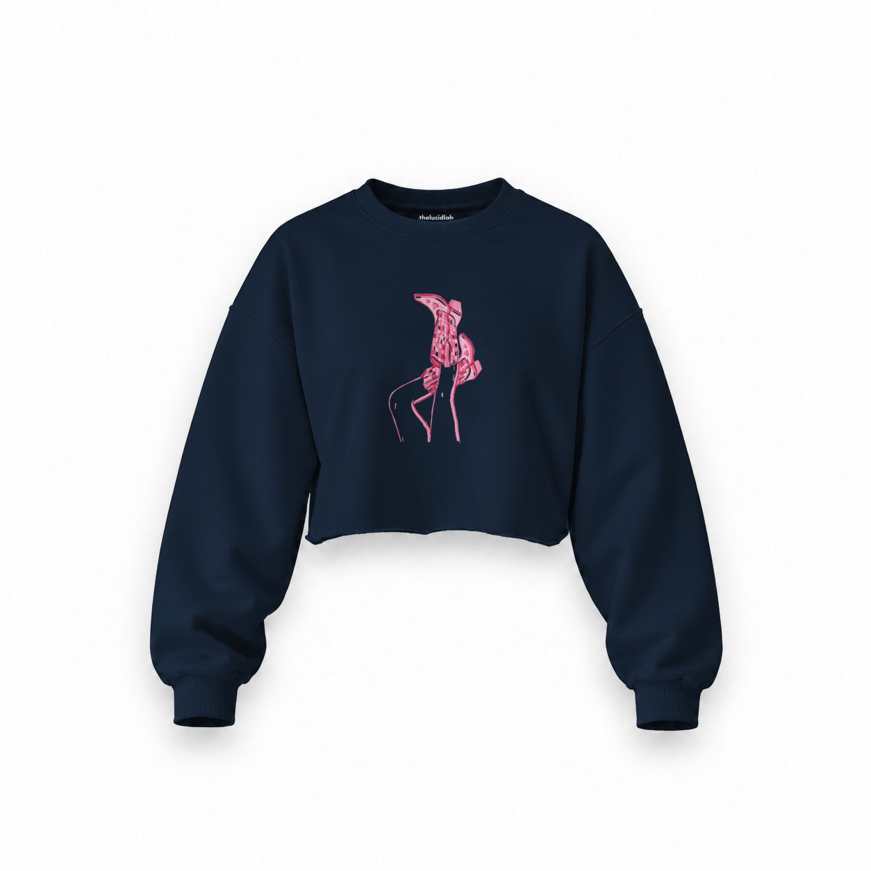 Hot Steps Oversize Crop Sweatshirt — Lacivert — Ön baskı