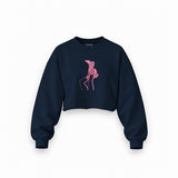 Hot Steps Oversize Crop Sweatshirt — Lacivert — Ön baskı