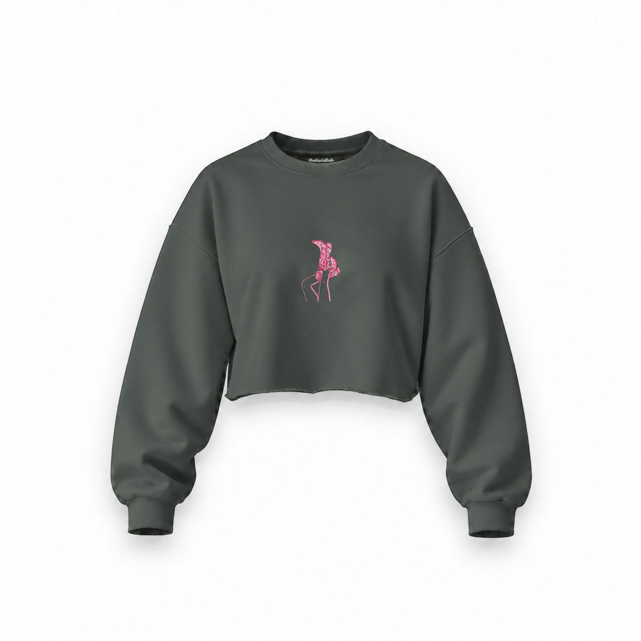 Hot Steps Oversize Crop Sweatshirt — Antrasit — Ön baskı
