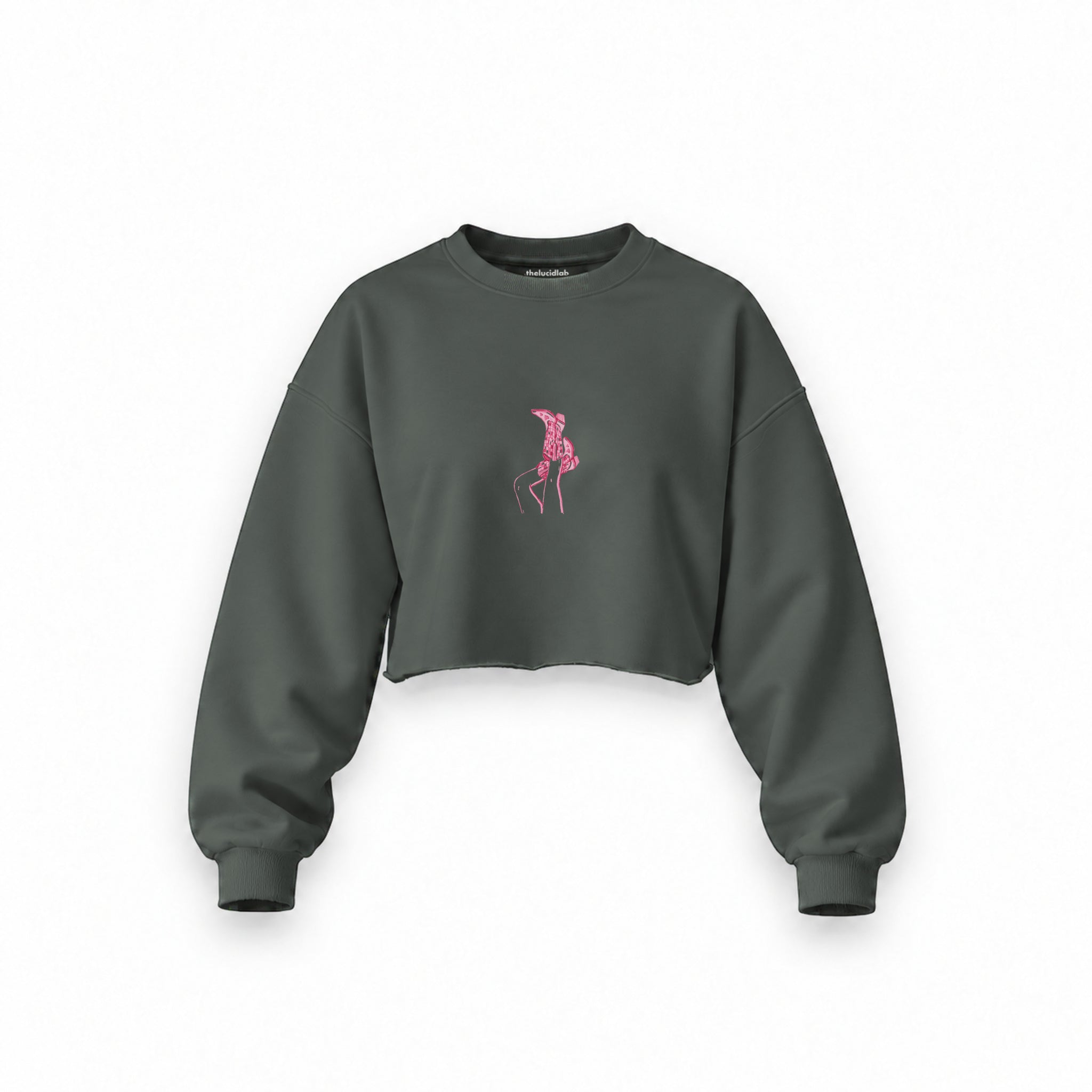 Hot Steps Oversize Crop Sweatshirt — Antrasit — Ön baskı