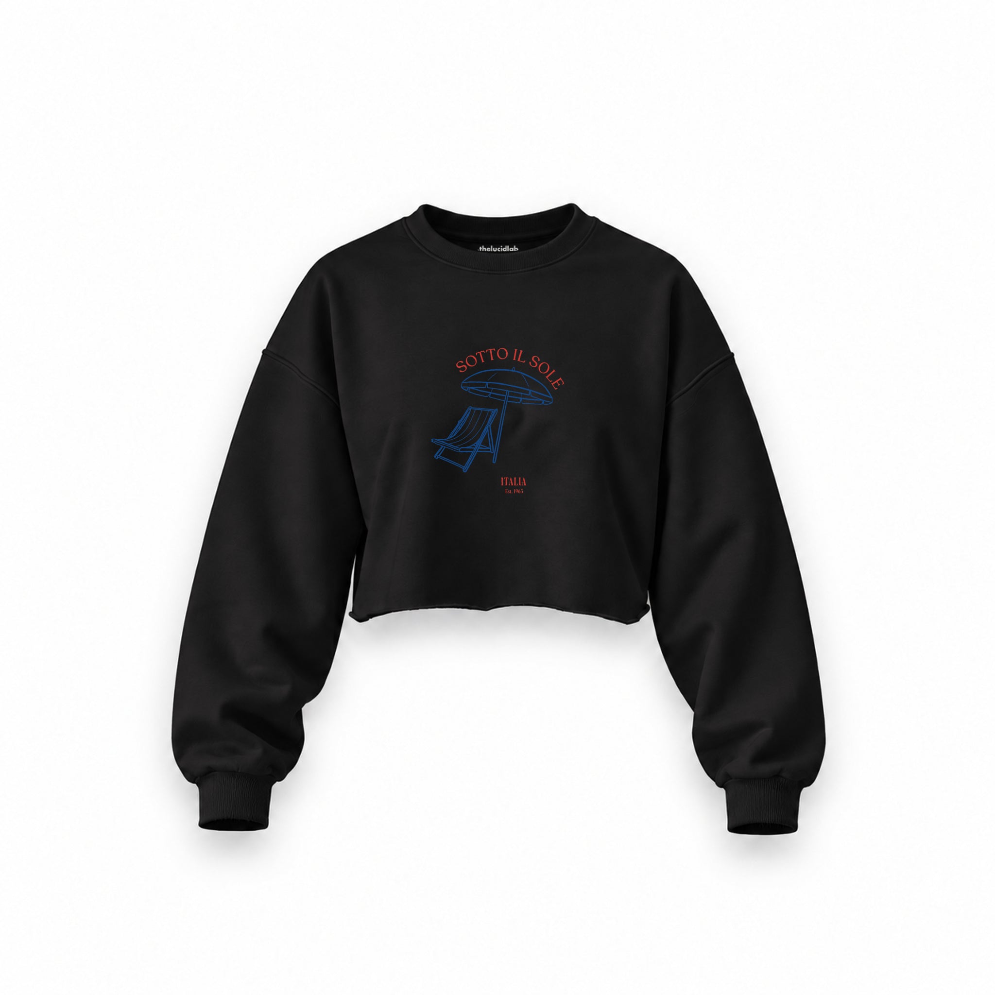 Sotto Il Sole Oversize Crop Sweatshirt — Siyah — Ön baskı