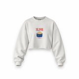 Sushi Lover Club Oversize Crop Sweatshirt — Beyaz — Ön baskı