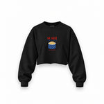 Sushi Lover Club Oversize Crop Sweatshirt — Siyah — Ön baskı