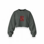 Ruby Lips Oversize Crop Sweatshirt — Antrasit — Ön baskı