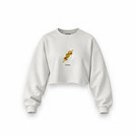 Extra Dirty Oversize Crop Sweatshirt — Beyaz — Ön baskı