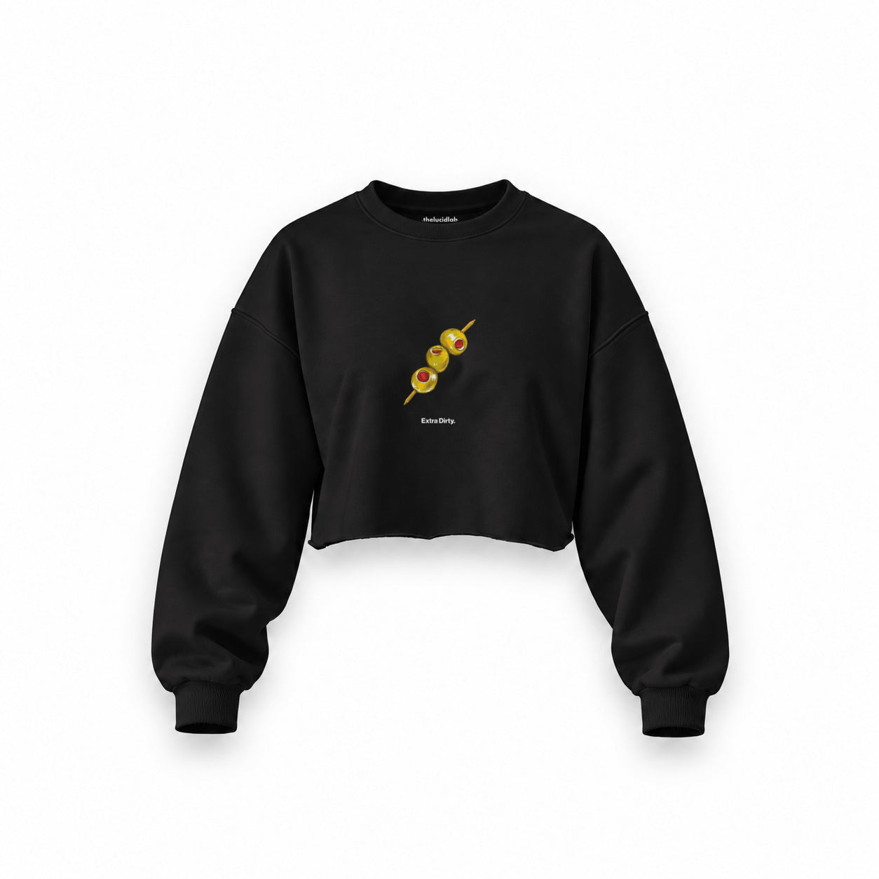 Extra Dirty Oversize Crop Sweatshirt — Siyah — Ön baskı