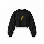Extra Dirty Oversize Crop Sweatshirt — Siyah — Ön baskı