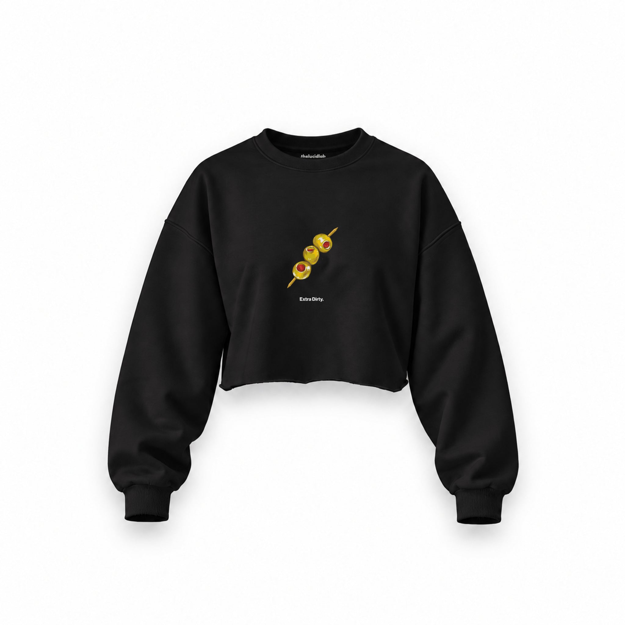 Extra Dirty Oversize Crop Sweatshirt — Siyah — Ön baskı