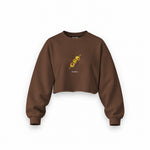 Extra Dirty Oversize Crop Sweatshirt — Kahverengi — Ön baskı