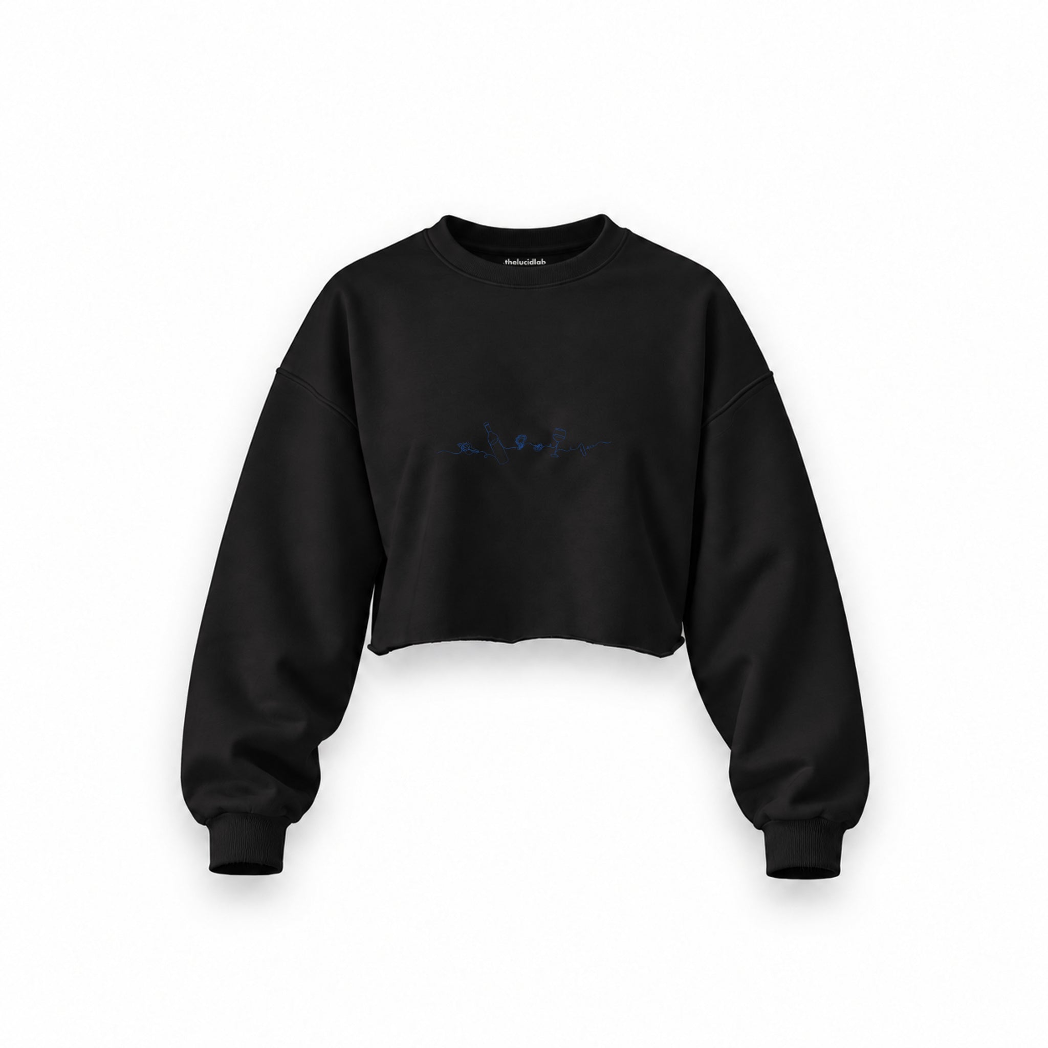 Dolce Peccato Oversize Crop Sweatshirt — Siyah — Ön baskı