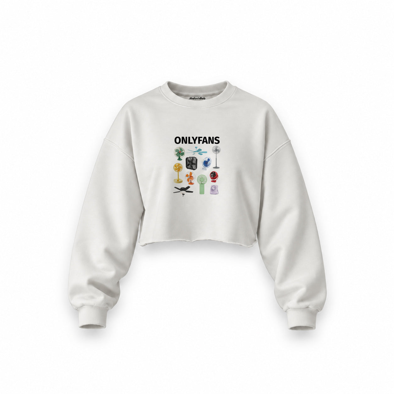 Onlyfans Oversize Crop Sweatshirt — Beyaz — Ön baskı