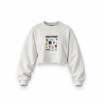 Onlyfans Oversize Crop Sweatshirt — Beyaz — Ön baskı