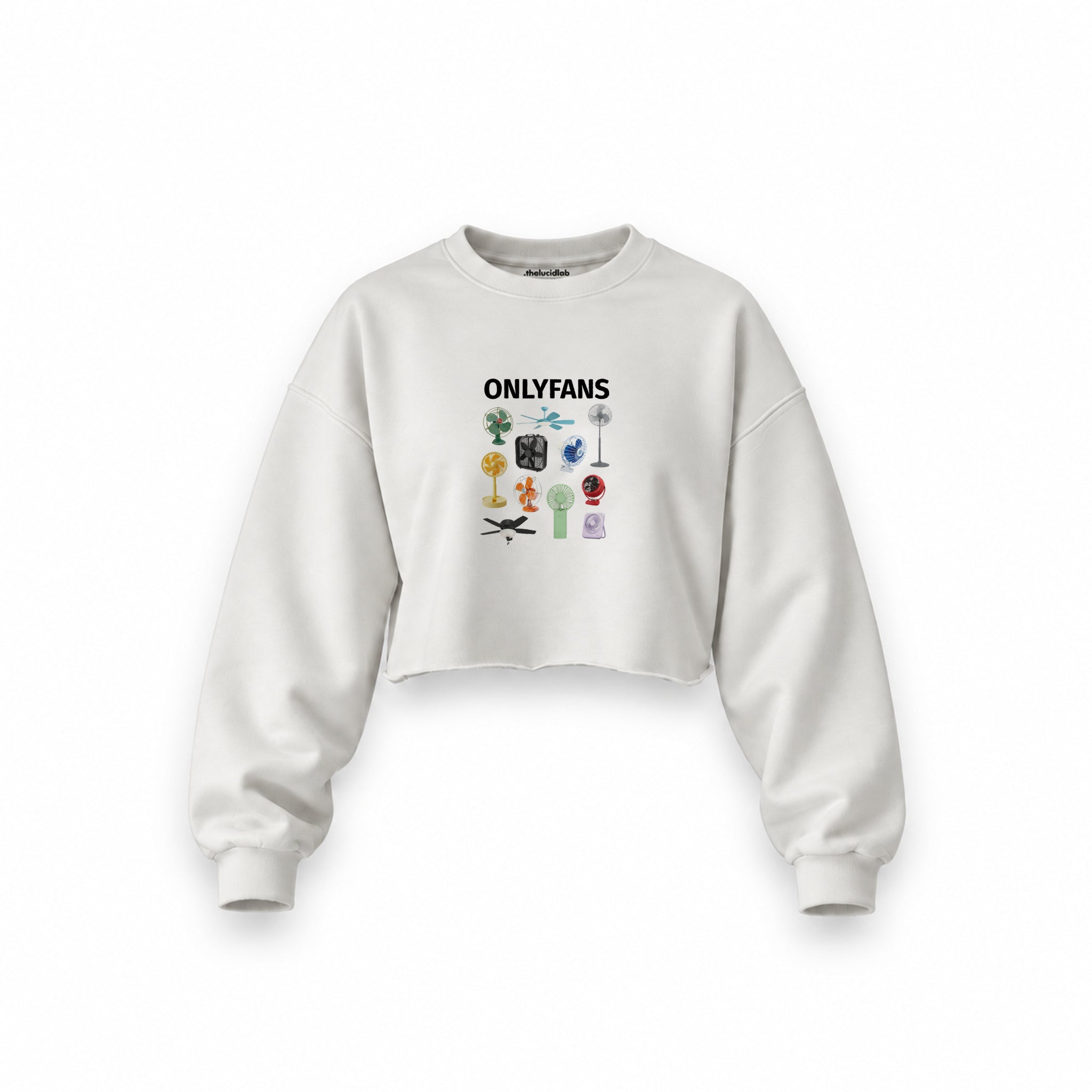 Onlyfans Oversize Crop Sweatshirt — Beyaz — Ön baskı