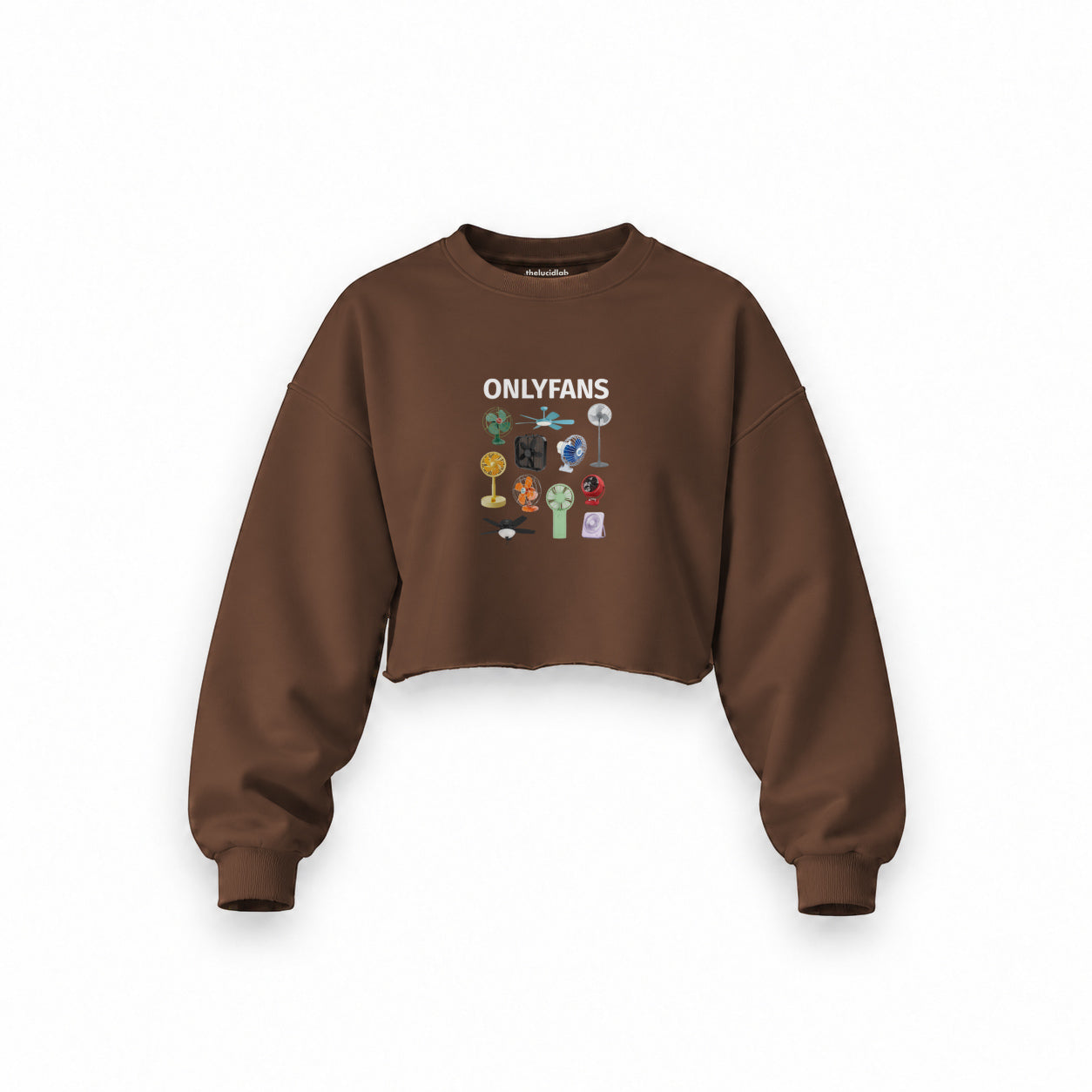 Onlyfans Oversize Crop Sweatshirt — Kahverengi — Ön baskı