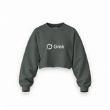 Grok Oversize Crop Sweatshirt — Antrasit — Ön baskı