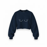 Uncensored Oversize Crop Sweatshirt — Lacivert — Ön baskı