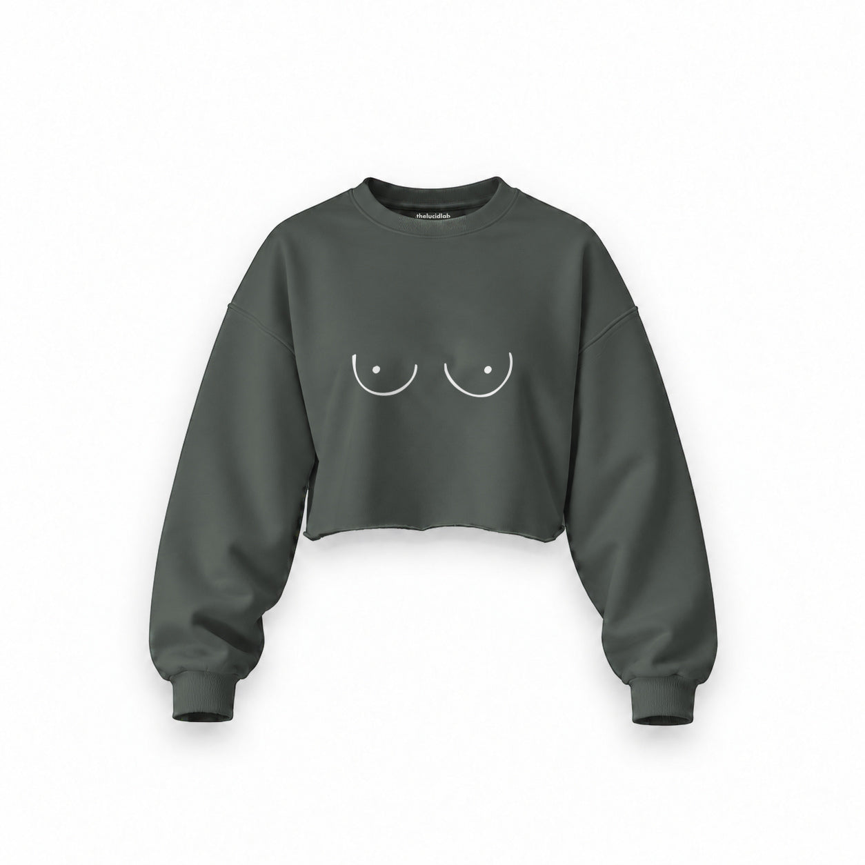 Uncensored Oversize Crop Sweatshirt — Antrasit — Ön baskı