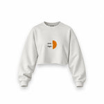 Orange Oversize Crop Sweatshirt — Beyaz — Ön baskı