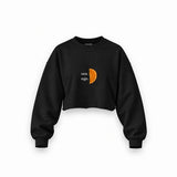 Orange Oversize Crop Sweatshirt — Siyah — Ön baskı