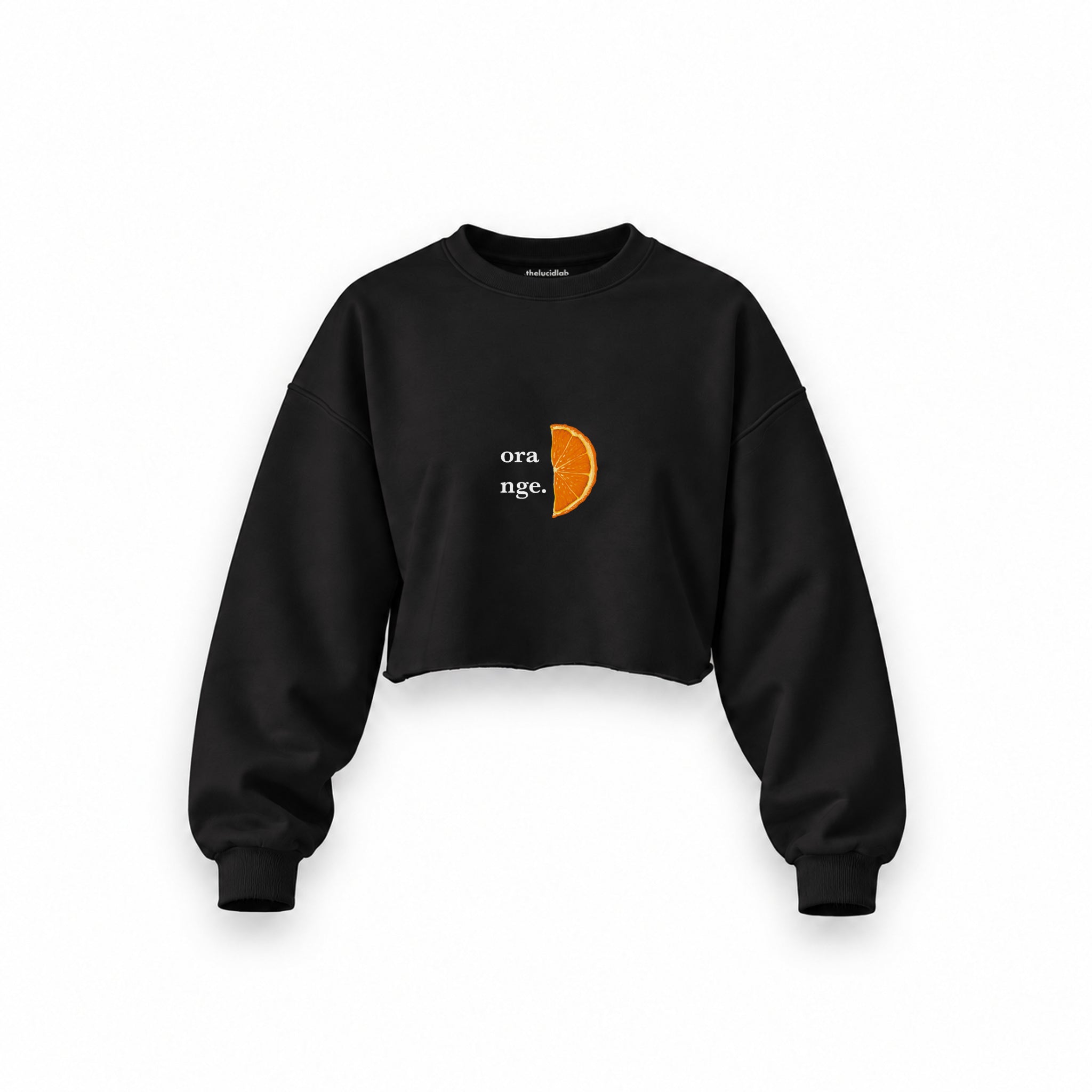 Orange Oversize Crop Sweatshirt — Siyah — Ön baskı