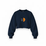 Orange Oversize Crop Sweatshirt — Lacivert — Ön baskı
