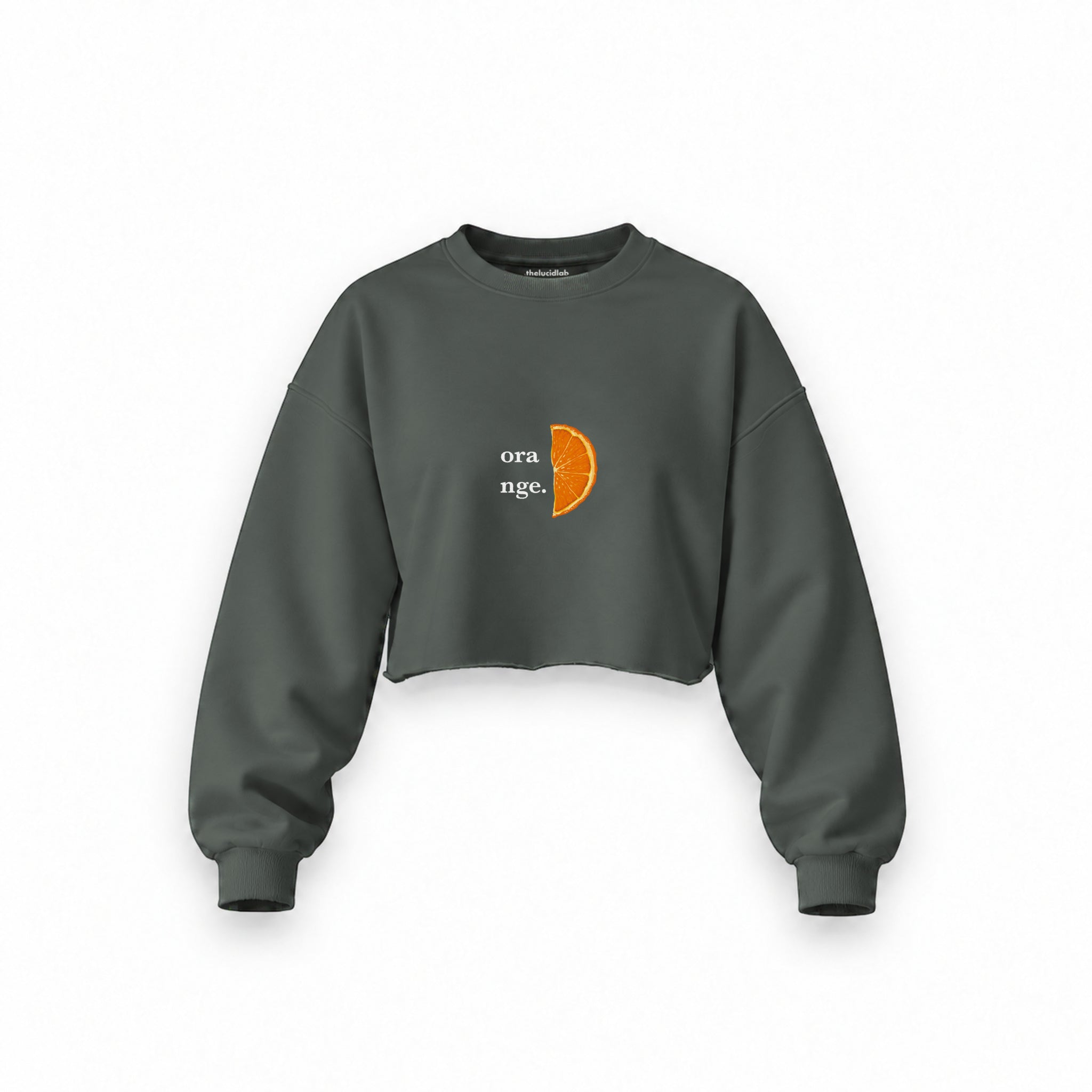 Orange Oversize Crop Sweatshirt — Antrasit — Ön baskı