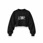 Guernica Oversize Crop Sweatshirt — Siyah — Ön baskı