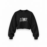 Guernica Oversize Crop Sweatshirt — Siyah — Ön baskı