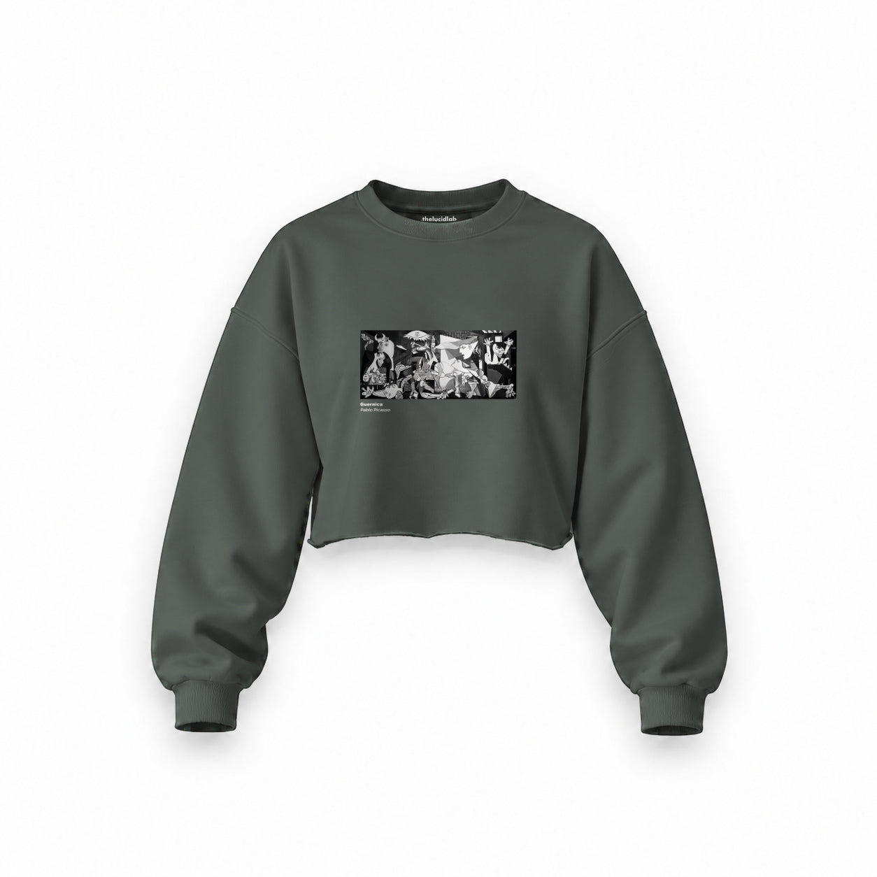 Guernica Oversize Crop Sweatshirt — Antrasit — Ön baskı