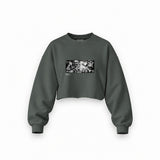 Guernica Oversize Crop Sweatshirt — Antrasit — Ön baskı