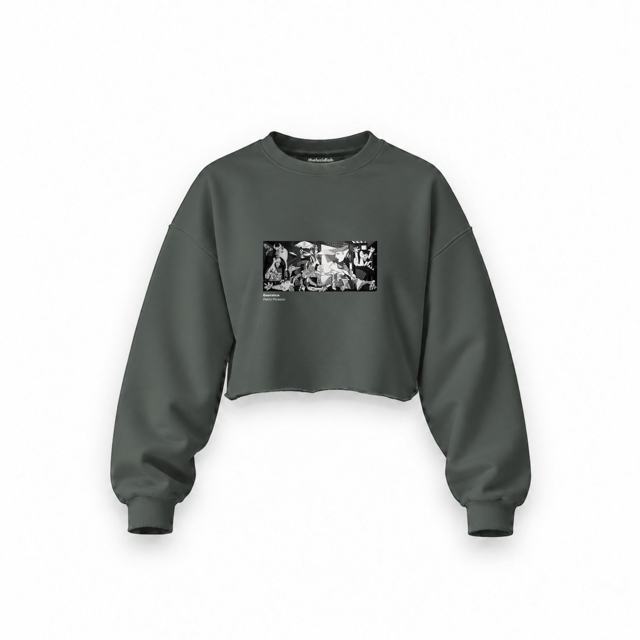 Guernica Oversize Crop Sweatshirt — Antrasit — Ön baskı
