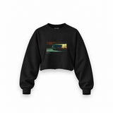 Nighthawks Oversize Crop Sweatshirt — Siyah — Ön baskı