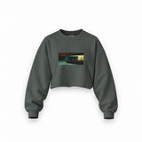 Nighthawks Oversize Crop Sweatshirt — Antrasit — Ön baskı