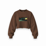 Nighthawks Oversize Crop Sweatshirt — Kahverengi — Ön baskı