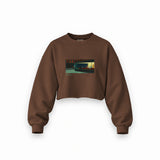 Nighthawks Oversize Crop Sweatshirt — Kahverengi — Ön baskı