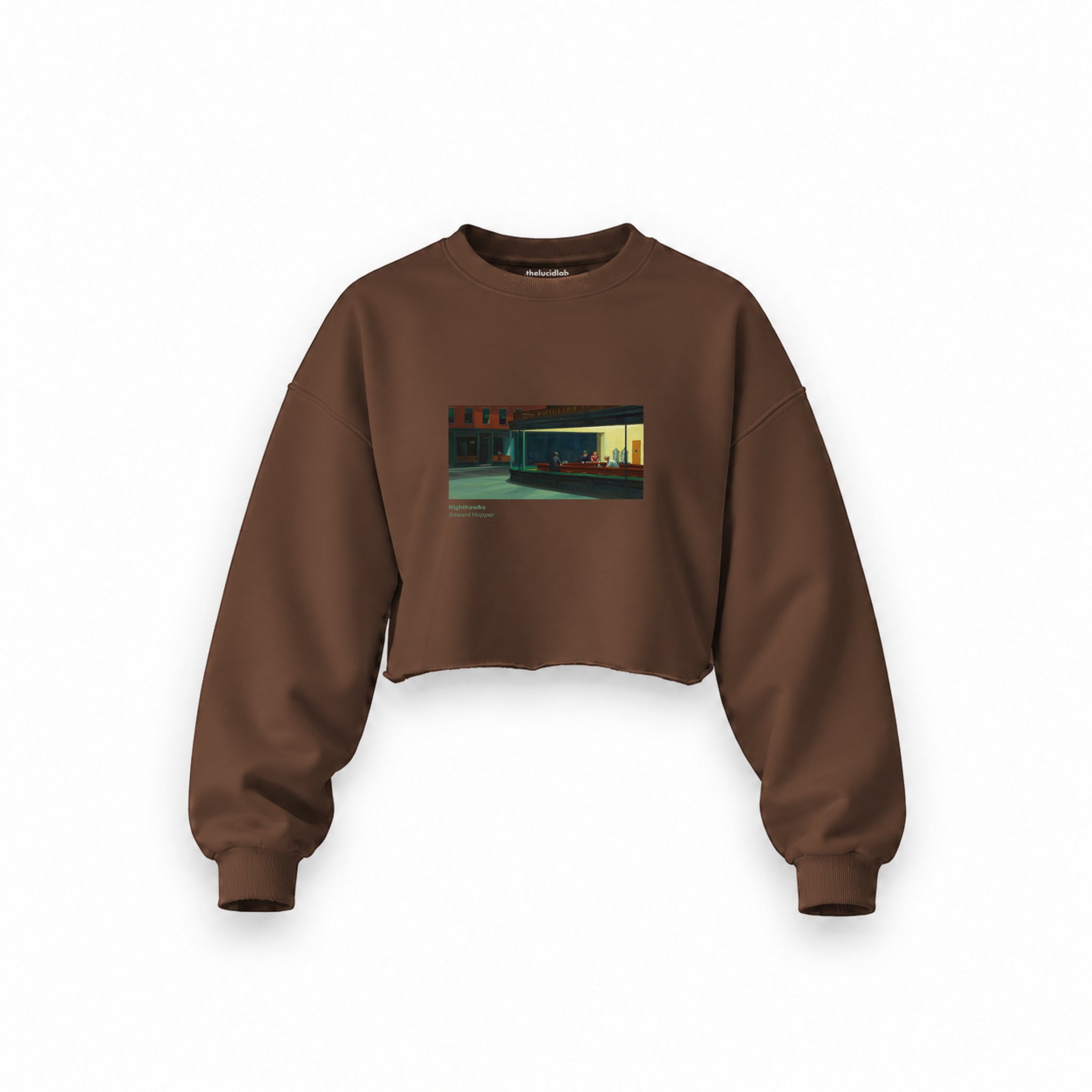 Nighthawks Oversize Crop Sweatshirt — Kahverengi — Ön baskı
