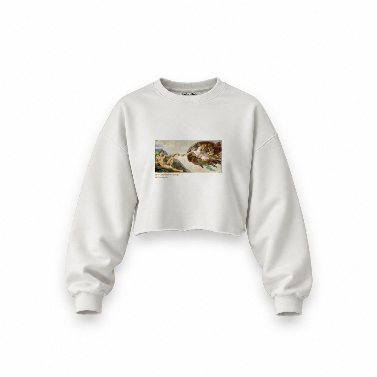 The Creation Oversize Crop Sweatshirt — Beyaz — Ön baskı