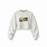 The Creation Oversize Crop Sweatshirt — Beyaz — Ön baskı