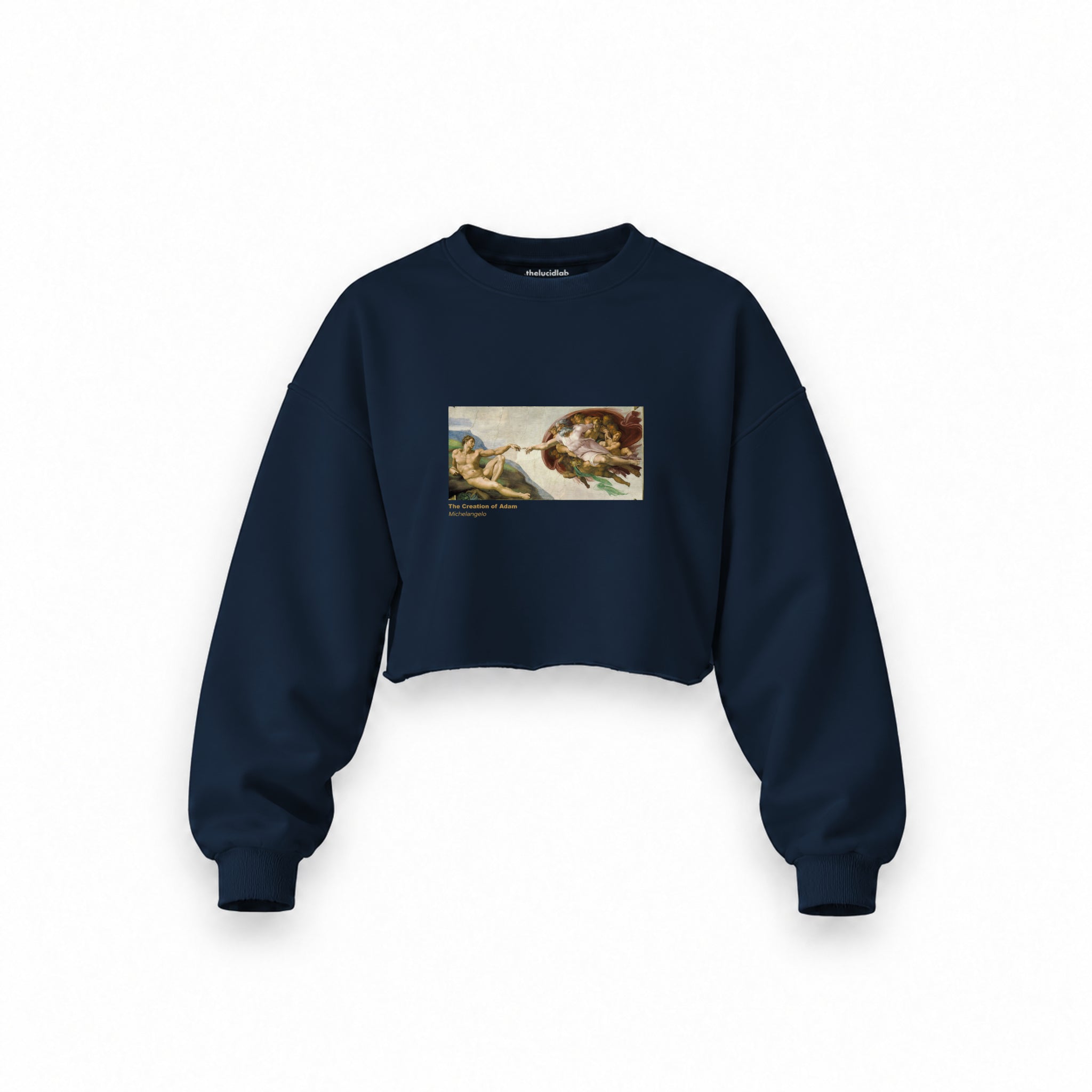The Creation Oversize Crop Sweatshirt — Lacivert — Ön baskı