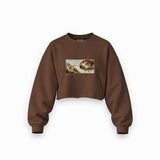 The Creation Oversize Crop Sweatshirt — Kahverengi — Ön baskı