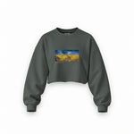 Buğday Tarlası ve Kargalar Oversize Crop Sweatshirt — Antrasit — Ön baskı