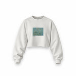 Almond Blossoms Oversize Crop Sweatshirt — Beyaz — Ön baskı